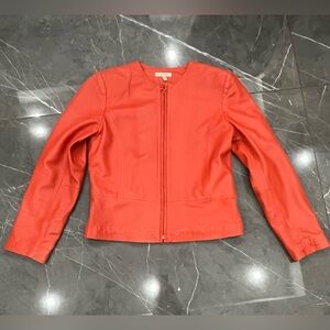 Yvonne Marie Women Jacket 6 Orange 100% Polyester Zip Up Lamb Leather